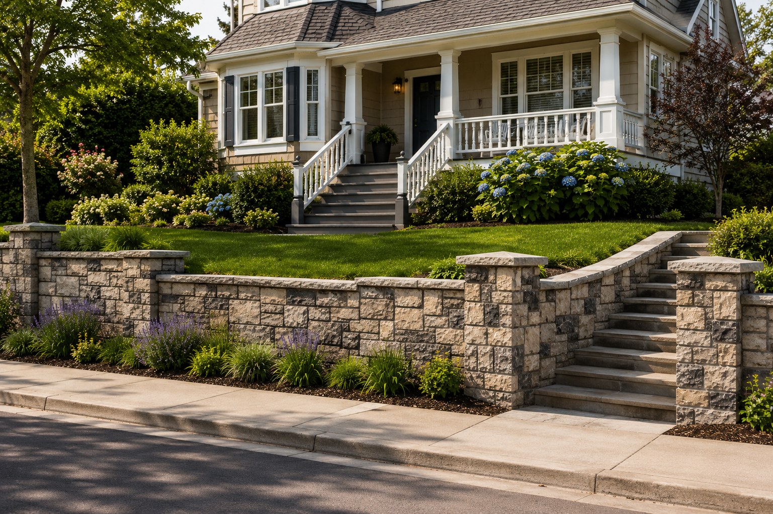 Cultured Stone Retaining Wall